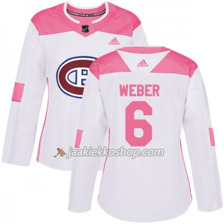 Nainen NHL Montreal Canadiens Pelipaita Shea Weber 6 Adidas 2017-2018 Valkoinen Vaaleanpunainen Fashion Authentic